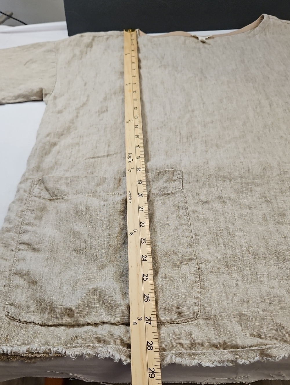 Eileen Fisher Oatmeal Organic Linen Tunic Top, Size Large - Picture 8 of 10